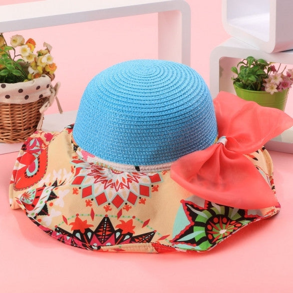 Fashion Women Folding Floral Print Floppy Hat Straw Beach Wide Large Cap Gift - Oh Yours Fashion - 1