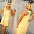 Anchor Print Back Bowknot Mini Dress - O Yours Fashion - 4