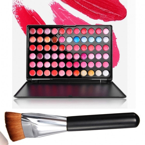 Fashion Ladies Women 66 Color Makeup Lip Gloss Palette Cosmetic With Powder Brush - Oh Yours Fashion