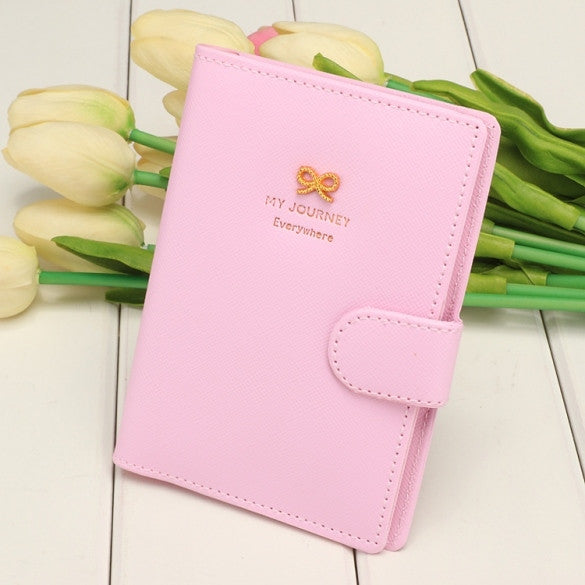 Women Fashion Synthetic Leather Button Candy Color Folded Travel Journey Passport ID Card Holder - Oh Yours Fashion - 3