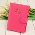 Women Fashion Synthetic Leather Button Candy Color Folded Travel Journey Passport ID Card Holder - Oh Yours Fashion - 4