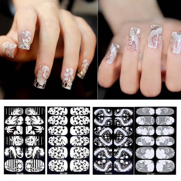 Flower 3D Lace Nail Art Decoration Self-Adhesive Nail Stickers Decals Full Wraps 6 Sheets/ Packs - Oh Yours Fashion - 1