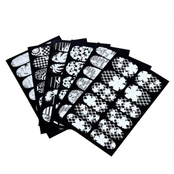 Flower 3D Lace Nail Art Decoration Self-Adhesive Nail Stickers Decals Full Wraps 6 Sheets/ Packs - Oh Yours Fashion - 2
