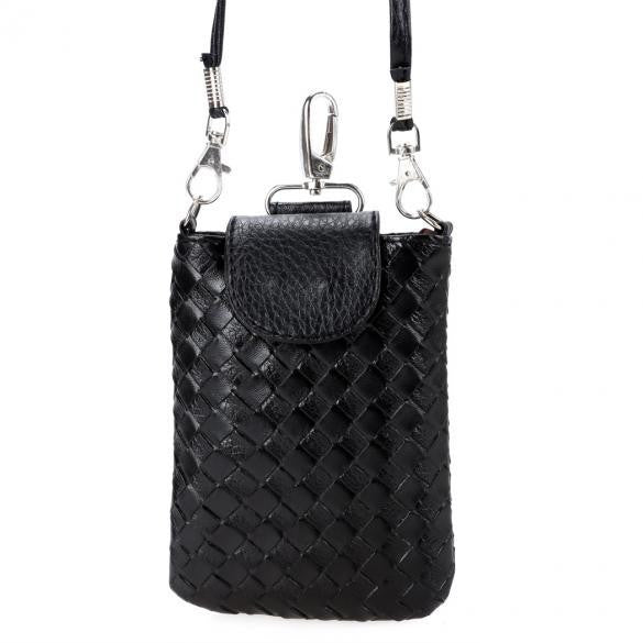 Fashion Women Synthetic Leather Woven Pattern Cell Phone Shoulder Bag Cross Bag Cell Phone Pouch - Oh Yours Fashion