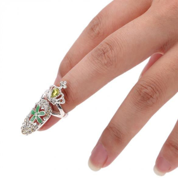 New Rhinestone The Nail Jewelry Finger Rings 3D Rhinestone Sticker Nail Decoration Decal - Oh Yours Fashion - 2