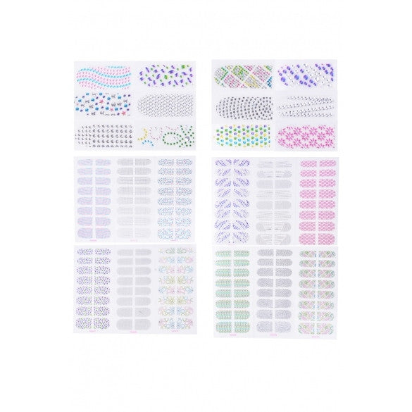 Practical 6 Sheets Fashion Nail Art DIY 3D Rhinestone Sticker Nail Decoration Decal - Oh Yours Fashion - 1
