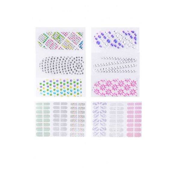 Practical 6 Sheets Fashion Nail Art DIY 3D Rhinestone Sticker Nail Decoration Decal - Oh Yours Fashion - 1