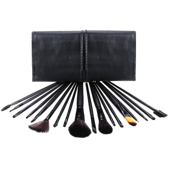 18 PCS Professional Makeup Cosmetic Brushes Set Tools With Leather Like Ties Case - Oh Yours Fashion - 1