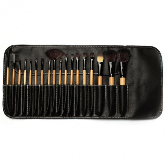 18 PCS Professional Makeup Cosmetic Brushes Set Tools With Leather Like Ties Case - Oh Yours Fashion - 1