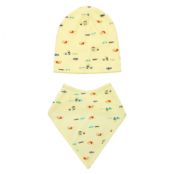 Fashion Infant Newborn Baby Unisex Hats Cute Lovely Print Beanies Cap Hat With Bib - Oh Yours Fashion - 1