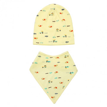 Fashion Infant Newborn Baby Unisex Hats Cute Lovely Print Beanies Cap Hat With Bib - Oh Yours Fashion - 1