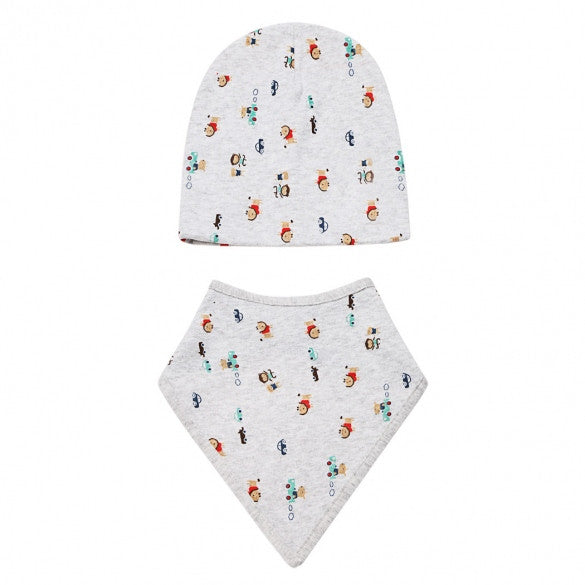 Fashion Infant Newborn Baby Unisex Hats Cute Lovely Print Beanies Cap Hat With Bib - Oh Yours Fashion - 5