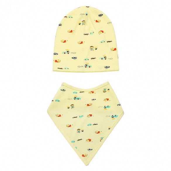Fashion Infant Newborn Baby Unisex Hats Cute Lovely Print Beanies Cap Hat With Bib - Oh Yours Fashion - 6