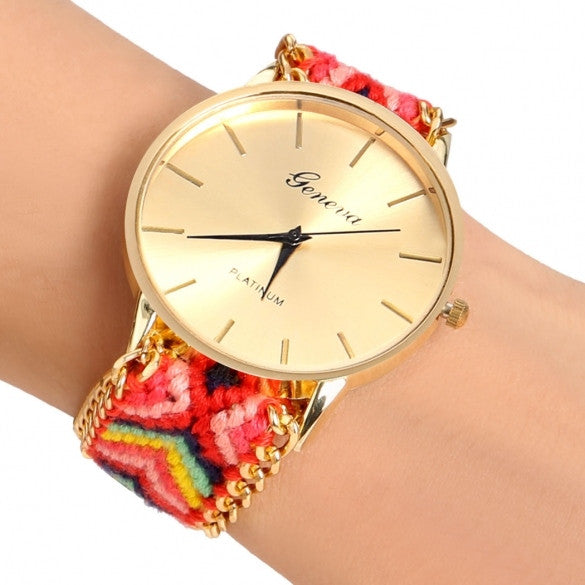 Handmade Braided Casual Women Friendship Bracelet Watch Round Dial Quartz Wrist Watch - Oh Yours Fashion - 3