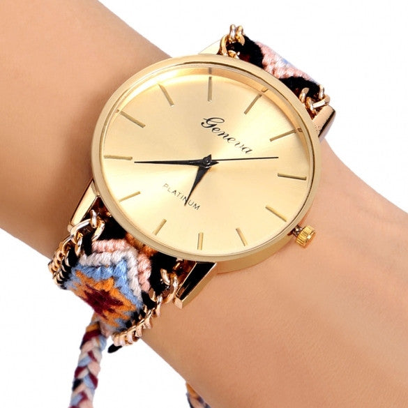 Handmade Braided Casual Women Friendship Bracelet Watch Round Dial Quartz Wrist Watch - Oh Yours Fashion - 6