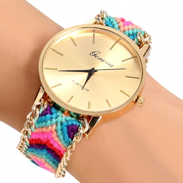Handmade Braided Casual Women Friendship Bracelet Watch Round Dial Quartz Wrist Watch - Oh Yours Fashion - 8