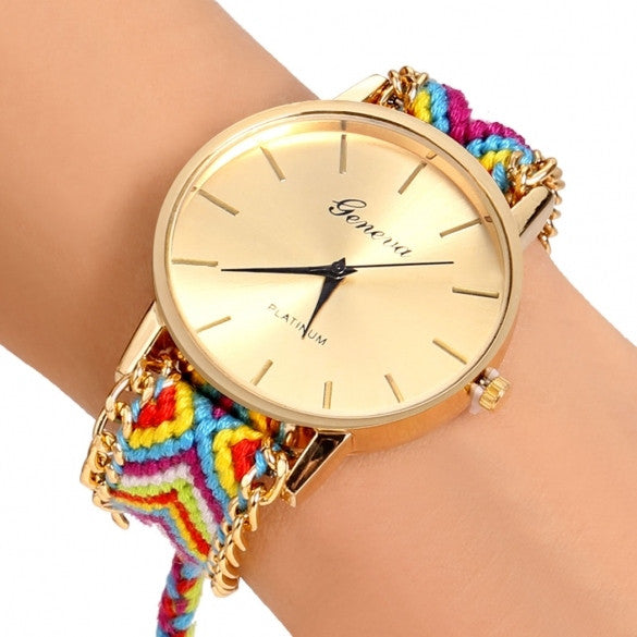 Handmade Braided Casual Women Friendship Bracelet Watch Round Dial Quartz Wrist Watch - Oh Yours Fashion - 9