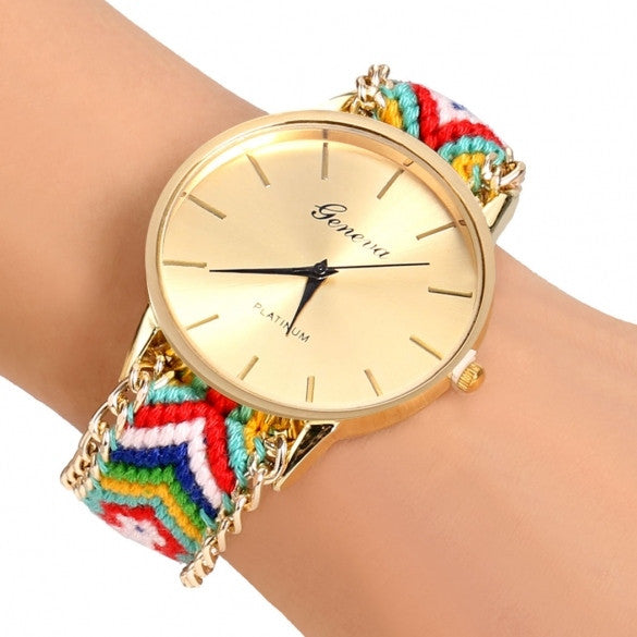 Handmade Braided Casual Women Friendship Bracelet Watch Round Dial Quartz Wrist Watch - Oh Yours Fashion - 11