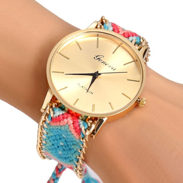Handmade Braided Casual Women Friendship Bracelet Watch Round Dial Quartz Wrist Watch - Oh Yours Fashion - 13