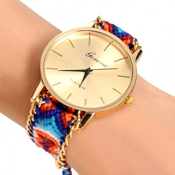 Handmade Braided Casual Women Friendship Bracelet Watch Round Dial Quartz Wrist Watch - Oh Yours Fashion - 14