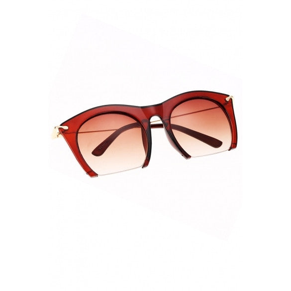 Korean Unisex Retro Large Half-frame Sunglasses - Oh Yours Fashion - 5