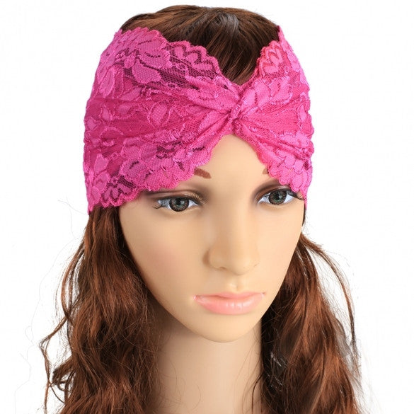 Women Fashion Lace Elastic Twisted Wide Hair Bands Headbands Hair Accessories - Oh Yours Fashion - 6
