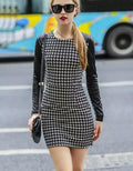 Women Leather Sleeve Patchwork Bodycon Dress - OhYoursFashion - 6