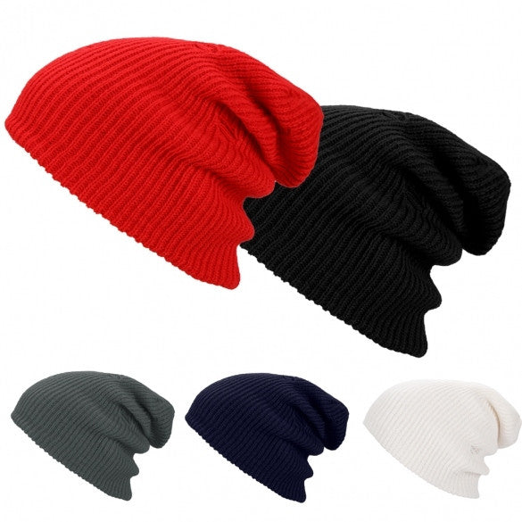 Vintage Style Unisex Adult Men Women Warm Winter Knit Ski Beanie Slouchy Soft Solid Cap Crochet Oversize Baggy Hat - Oh Yours Fashion - 3