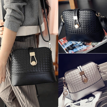 Fashion Korean Women Synthetic Leather Shoulder Small Bag Tote Weave Pattern Clutch Handbag Purse - Oh Yours Fashion - 1