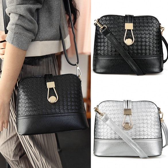 Fashion Korean Women Synthetic Leather Shoulder Small Bag Tote Weave Pattern Clutch Handbag Purse - Oh Yours Fashion - 2