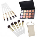 Professional 15 Colors Makeup Face Cream Concealer Palette + 10 PCS Cosmetic Brushes Kit Set - Oh Yours Fashion - 3