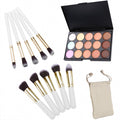 Professional 15 Colors Makeup Face Cream Concealer Palette + 10 PCS Cosmetic Brushes Kit Set - Oh Yours Fashion - 4