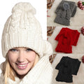 Fashion Women Girl Winter 2pcs Warm Knitted Weave Set Scarf + Benie Hat Cap - Oh Yours Fashion - 3