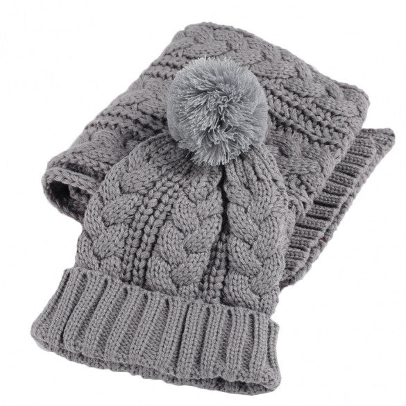 Fashion Women Girl Winter 2pcs Warm Knitted Weave Set Scarf + Benie Hat Cap - Oh Yours Fashion - 4