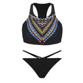 Geometric Print Off Bear Shoulder Low Waist Cut Out Bikini Beach Wear - OhYoursFashion - 2
