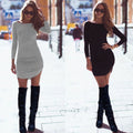 Long Sleeves Bodycon Irregular Pure Color Short Dress - OhYoursFashion - 1