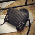 Fashion Women Synthetic Leather Braid Weave Rivets Shoulder Cross Body Bag Messenger - Oh Yours Fashion - 2