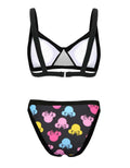 Stylish Print Straps V-neck Low Waist Bikini Set - OhYoursFashion - 8