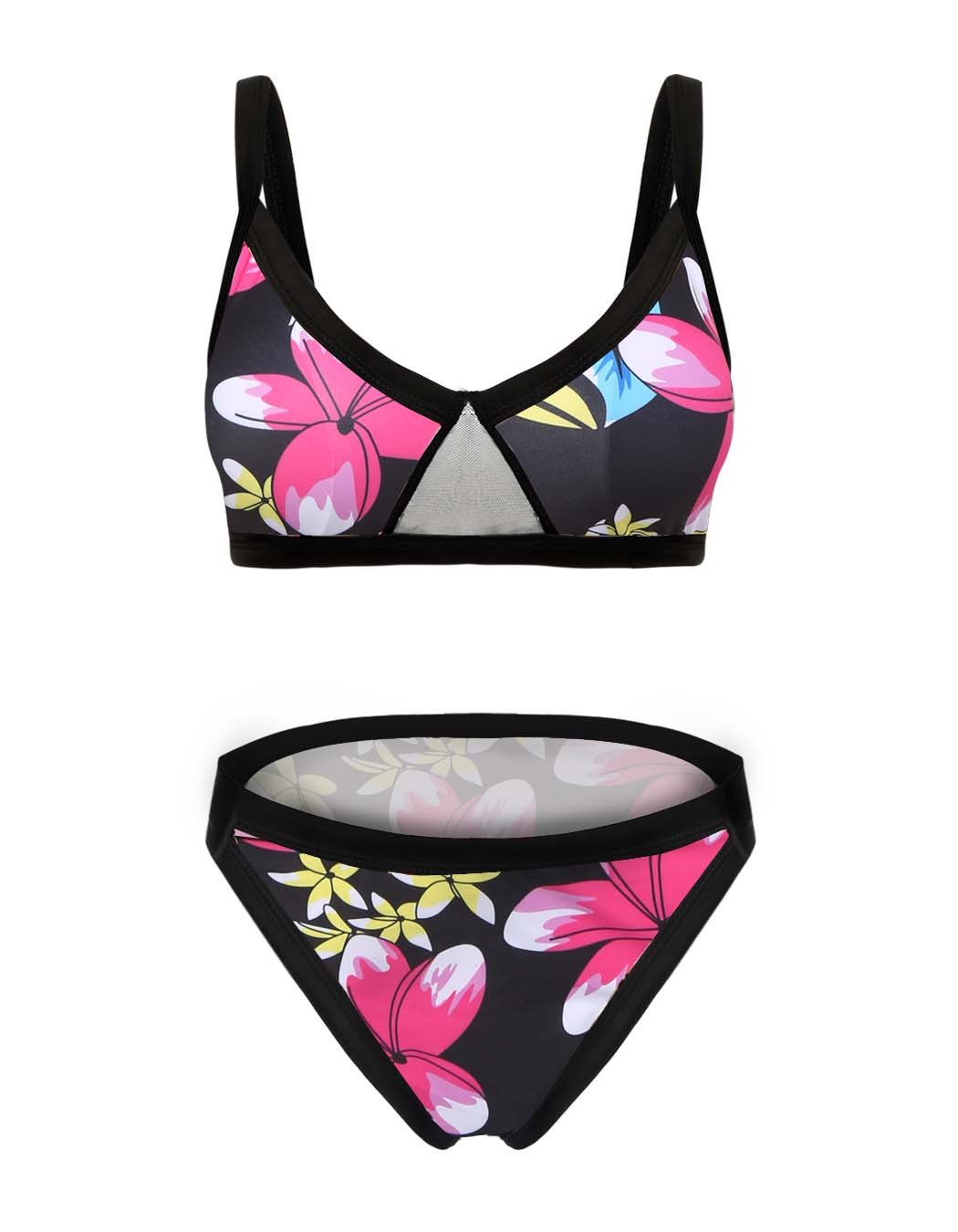 Stylish Print Straps V-neck Low Waist Bikini Set - OhYoursFashion - 11