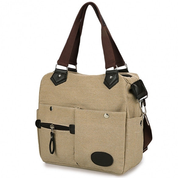 Women Canvas Many Pockets Multi-functional Shoulder Bag Handbag Cross Body Messenger Bag - Oh Yours Fashion - 1
