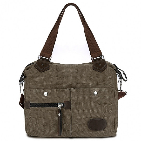 Women Canvas Many Pockets Multi-functional Shoulder Bag Handbag Cross Body Messenger Bag - Oh Yours Fashion - 3