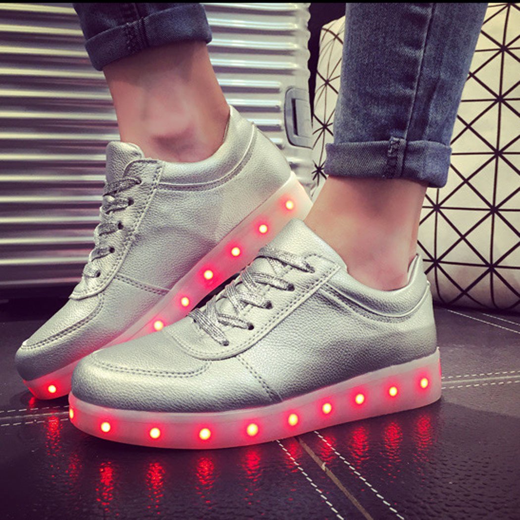 Unisex Cool LED Light Lace Up Luminous  Flat Sneaker Shoes - OhYoursFashion - 5