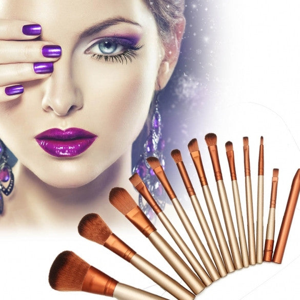 Professional 12pcs Cosmetic Makeup Brush Set Kit Powder Foundation Eyeshadow Eyeliner Lip Brush Tool - Oh Yours Fashion - 1