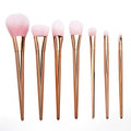 7PCS Pro Metal Techniques Brush Facial Blush Foundation Cosmetic Makeup Tool Set Silver/Gold/Pink - Oh Yours Fashion - 4