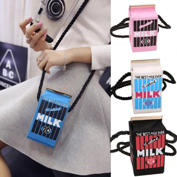 Women Ladies Girls Messenger Bag Cute Stereo Mini Milk Box Design Canvas Shoulders Bag - Oh Yours Fashion - 1