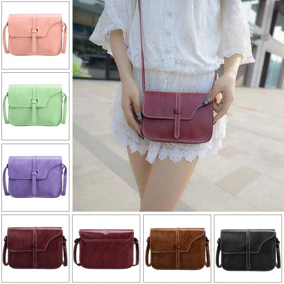 Women Fashion Retro Synthetic Leather Mini Solid Handbag Cross Body Shoulder Bags - Oh Yours Fashion - 3