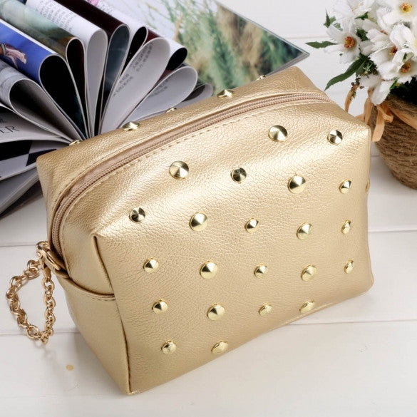 Women Synthetic Leather Shoulder Chain Shoulder Strap Rivet Mini Small Bag Tote - Oh Yours Fashion - 4