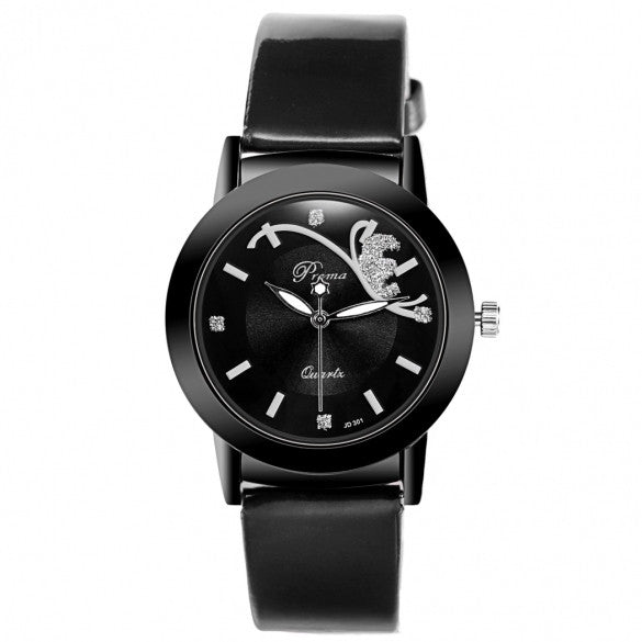 Fashion Classic Women Watch Round Dial Quartz Wristwatch Synthetic Leather Band - Oh Yours Fashion - 1