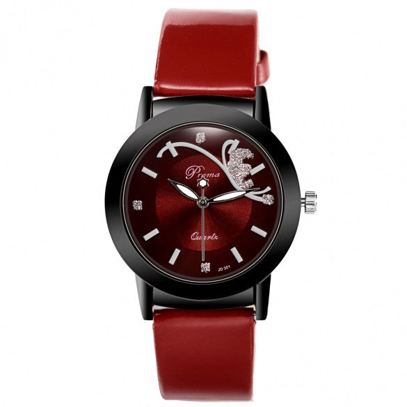 Fashion Classic Women Watch Round Dial Quartz Wristwatch Synthetic Leather Band - Oh Yours Fashion - 5