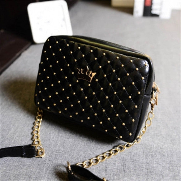 Fashion Candy Color Women's Artificial Leather Rivet Chain Embossed Messenger Bags Satchel Shoulder/Hand Bag - Oh Yours Fashion - 1